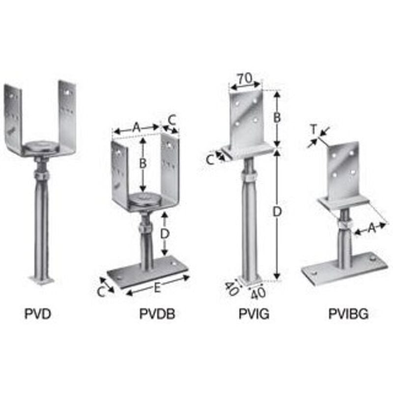 Pieds de poteaux PVDB120G (Par 5)