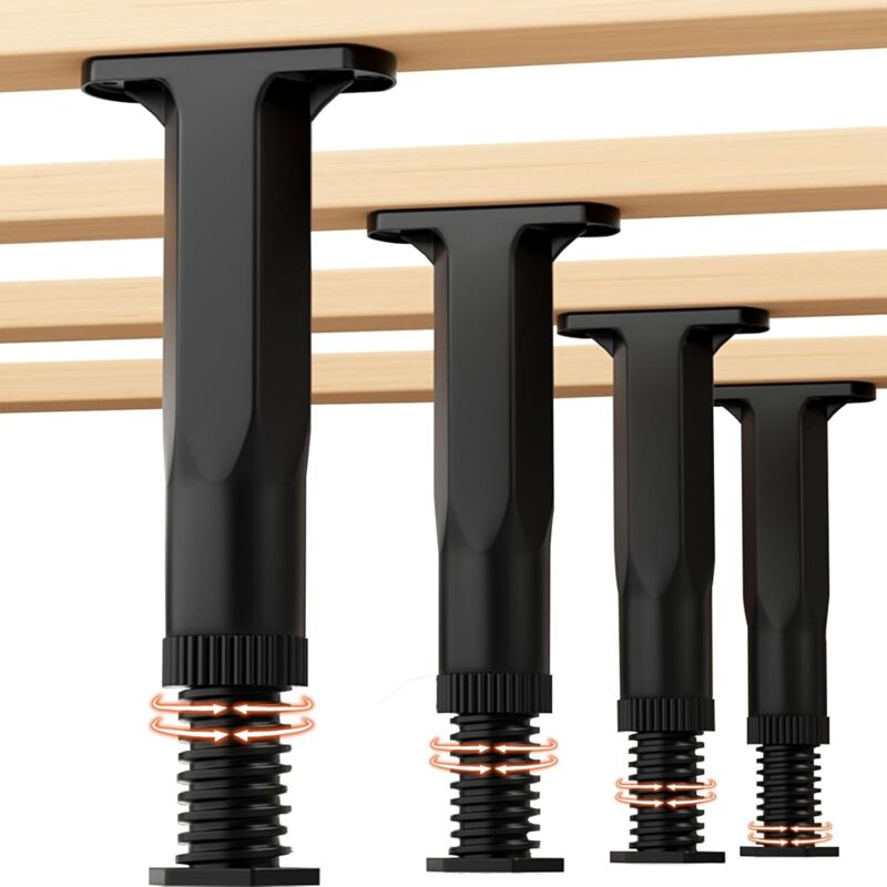 Pieds de support de sommier 4 pièces, stabilisateurs de rechange universels pour lattes, 15 à 28 cm, noir