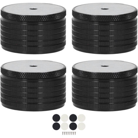 Pieds de Support pour Cadre de Lit en Aluminium - 4 Unités - Hauteur ajustable 23-37mm Noir Brillant