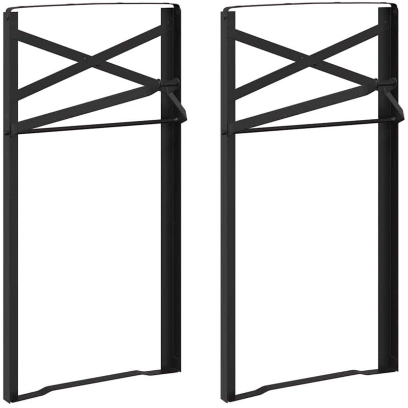 Pieds de table à bière 2 pièces pliables en acier noir enduit de poudre Vidaxl
