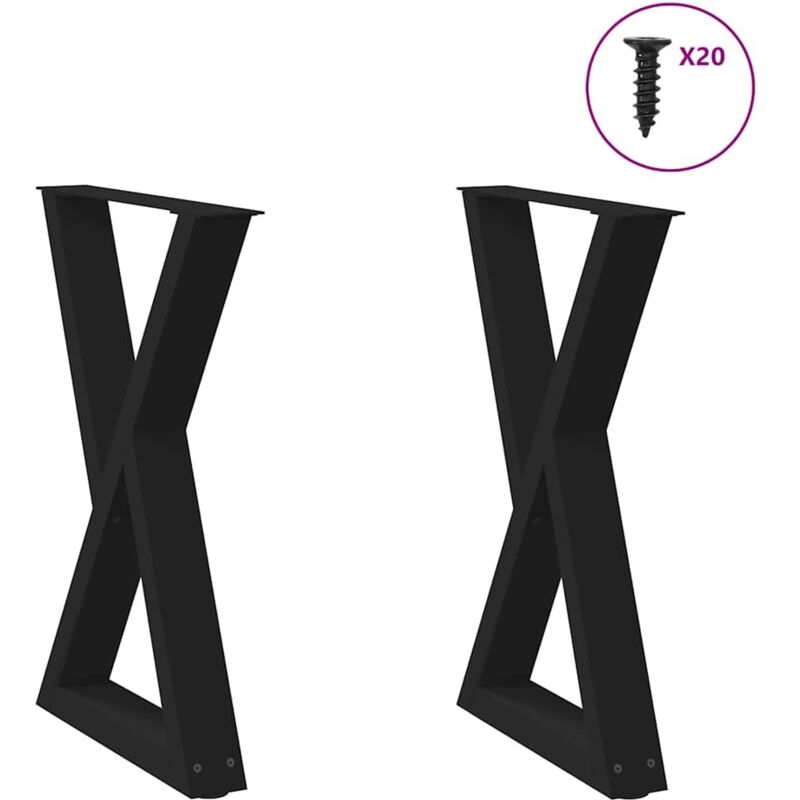 Vidaxl - Pieds de table à manger 2 pcs noir 60x(72-73,3) cm