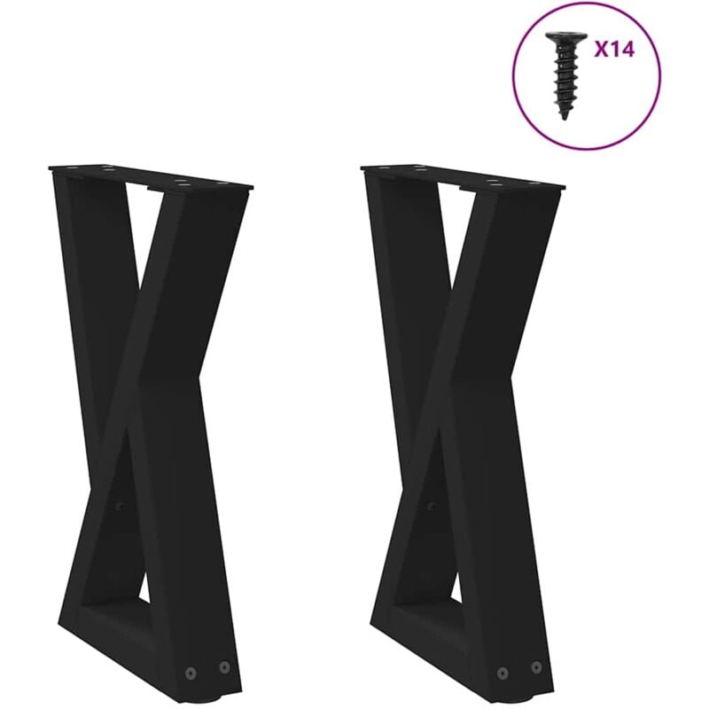 Vidaxl - Pieds de table basse 2 pcs noir 38x(42-43,3) cm acier