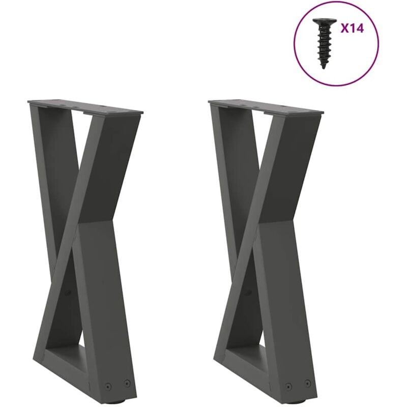 Vidaxl - Pieds de table basse 2 pcs anthracite 28x(42-43,3) cm