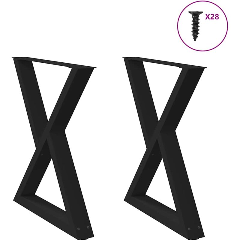 Vidaxl - Pieds de table à manger 2 pcs noir 80x(72-73,3) cm acier