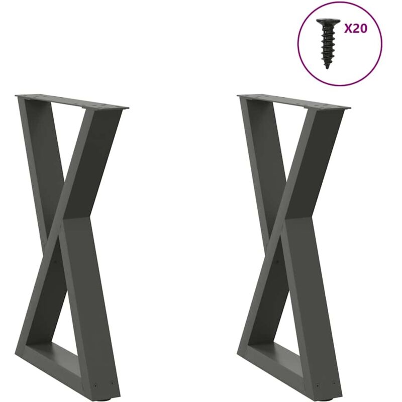 Vidaxl - Pieds de table à manger 2 pcs anthracite 60x(72-73,3)cm