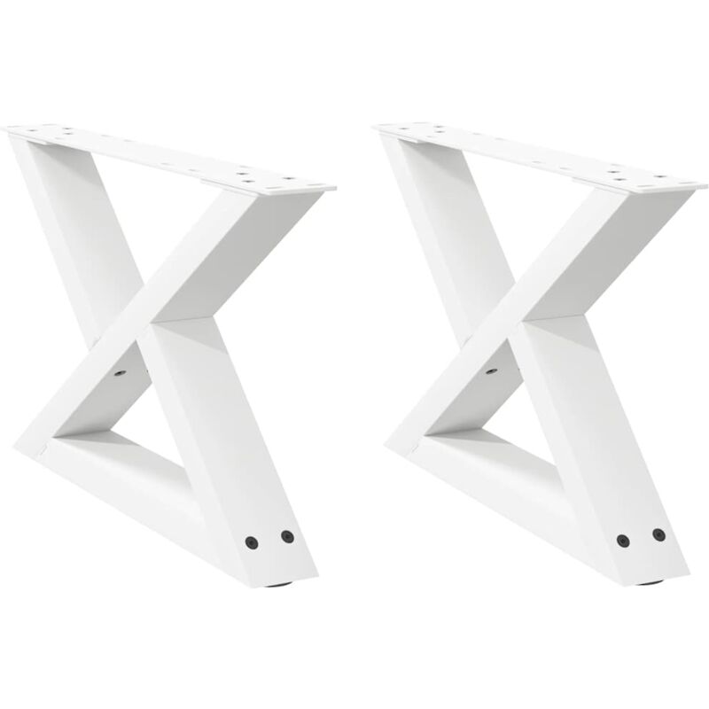 Vidaxl - Pieds de table basse 2 pièces Blanc 50 x (30-31,3) cm Acier