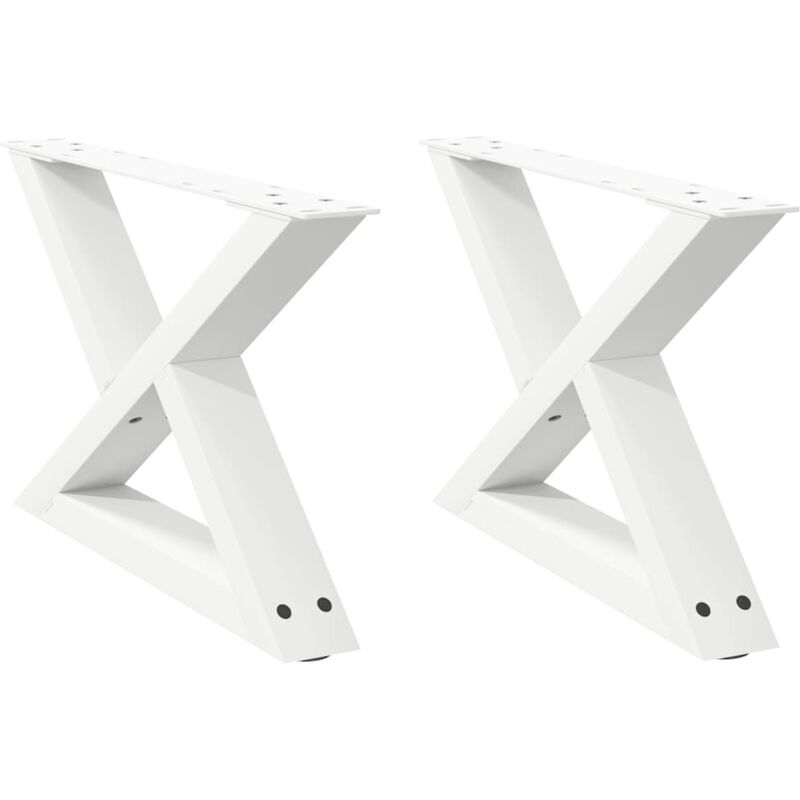 Pieds de table basse 2 pièces Blanc 60 x (30-31,3) cm Acier vidaXL
