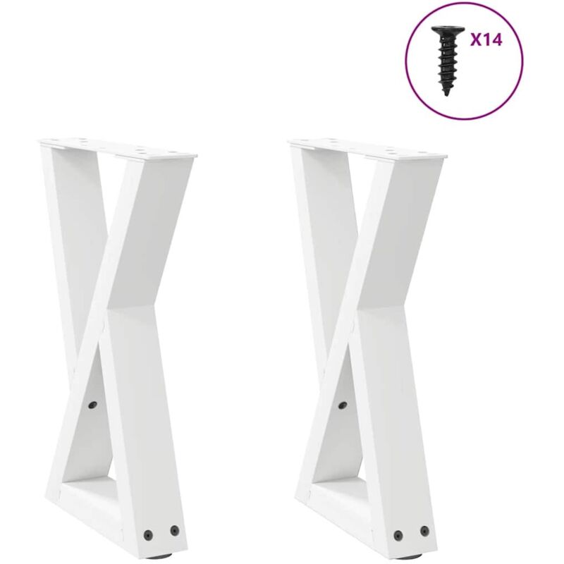 Vidaxl - Pieds de table basse 2 pièces Blanc 28 x (42-43,3) cm Acier