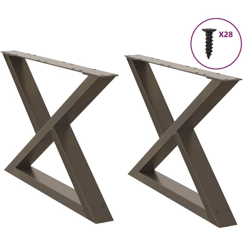 Pieds de table basse 2 pièces Acier naturel 70 x (42-43,3) cm Acier Vidaxl