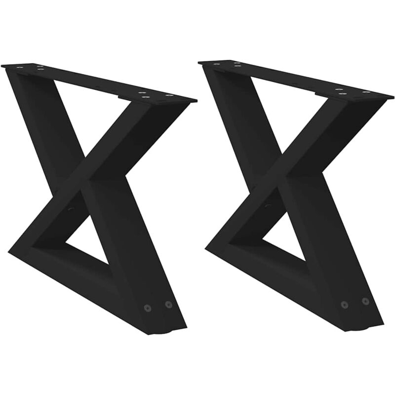 Vidaxl - Pieds de table basse 2 pièces Noir 50 x (30-31,3) cm Acier