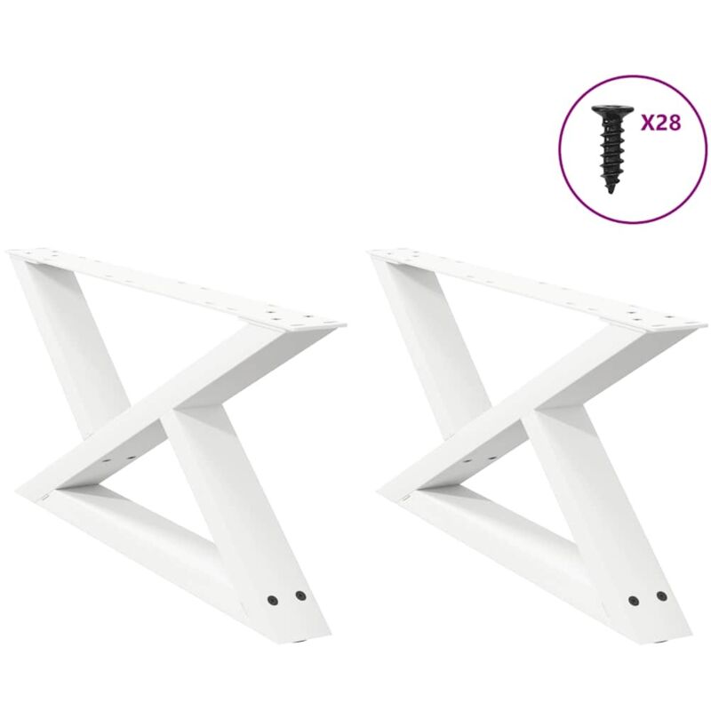 Vidaxl - Pieds de table basse 2 pièces Blanc 70 x (30-31,3) cm Acier