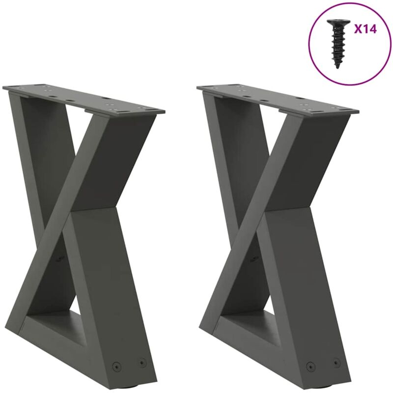 Pieds de table basse 2 pcs anthracite 40x(30-31,3) cm acier Vidaxl