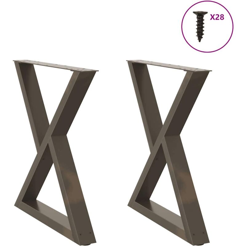 Pieds de table à manger 2pcs acier naturel acier 70x(72-73,3)cm Vidaxl