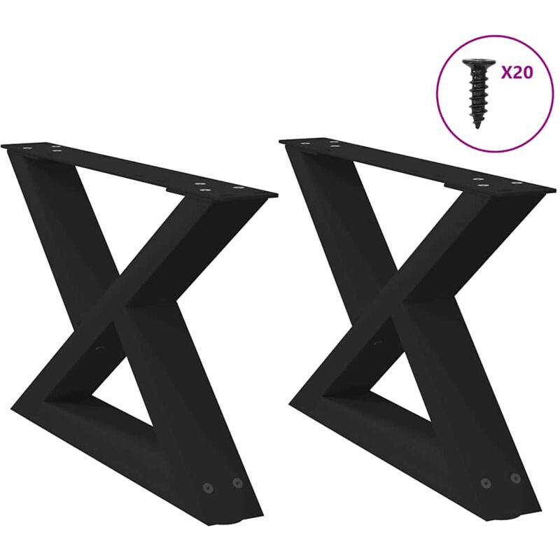 Pieds de table basse 2 pcs noir 60x(30-31,3) cm acier vidaXL