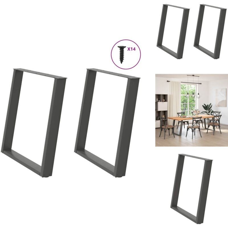 Pieds de table à manger forme de u 2 pcs 70x(72-73) cm acier - Pied De Table à Manger - Pieds De Table à Manger - Pied De Table - Pied De Table De