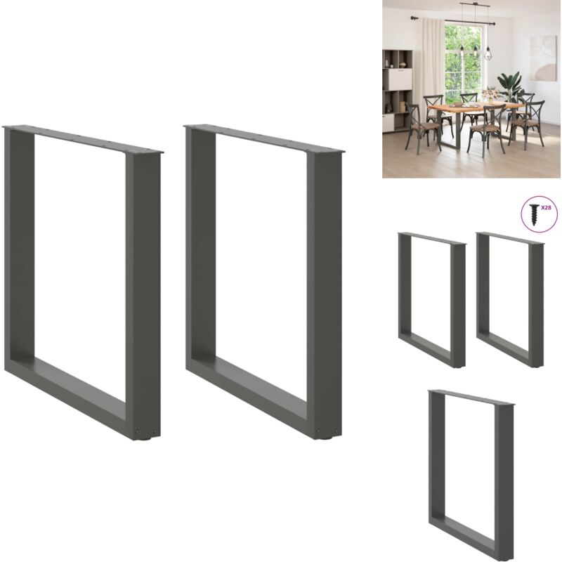 Pieds de table à manger forme de u 2 pcs 80x(72-73) cm acier - Pied De Table à Manger - Pieds De Table à Manger - Pied De Table - Pied De Table De