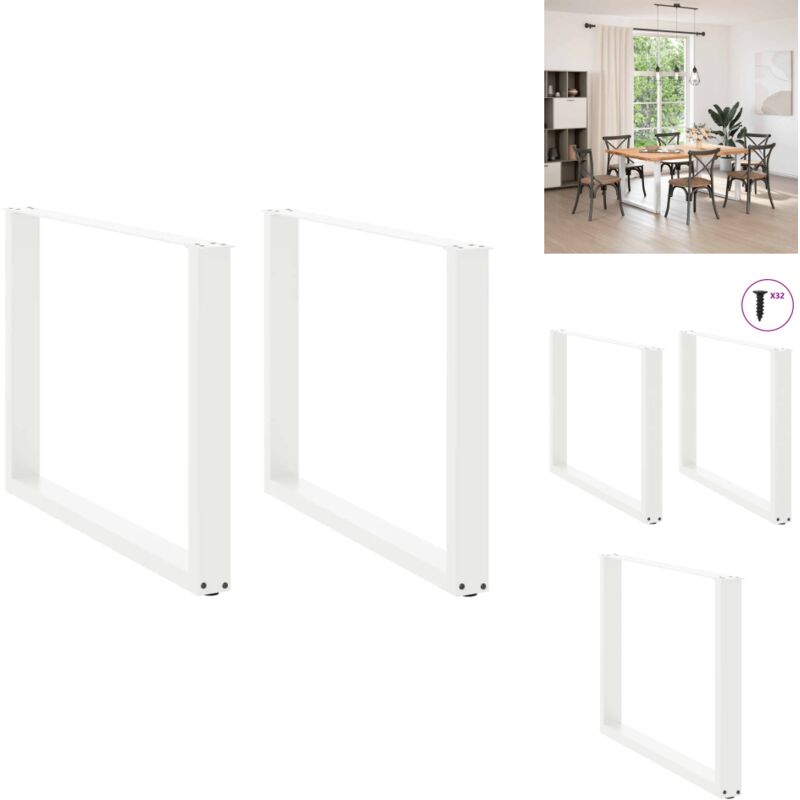 Pieds de table à manger forme de u 2 pcs blanc 100x(72-73) cm - Pied De Table à Manger - Pieds De Table à Manger - Pied De Table - Pied De Table De