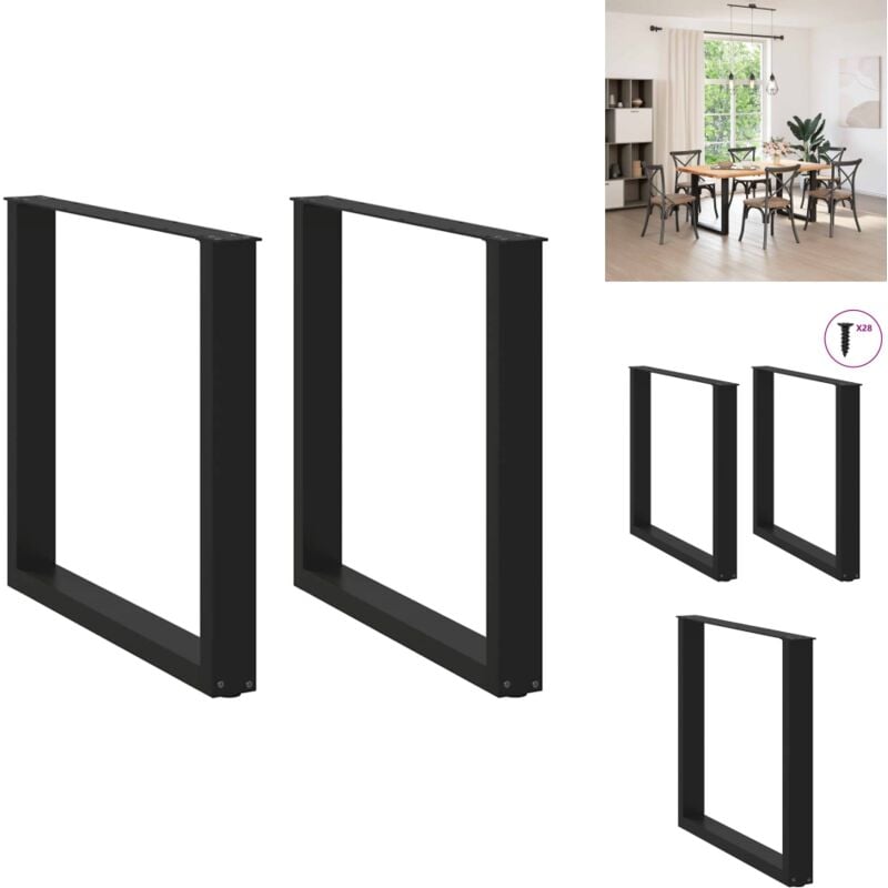 Pieds de table à manger forme de u 2 pcs noir 80x(72-73) cm - Pied De Table à Manger - Pieds De Table à Manger - Pied De Table - Pied De Table De