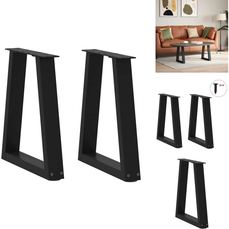 Pieds de table à manger forme de v 2 pcs noir 38x(42-43,3) cm - Pied De Table à Manger - Pieds De Table à Manger - Pied De Table - Pied De Table à
