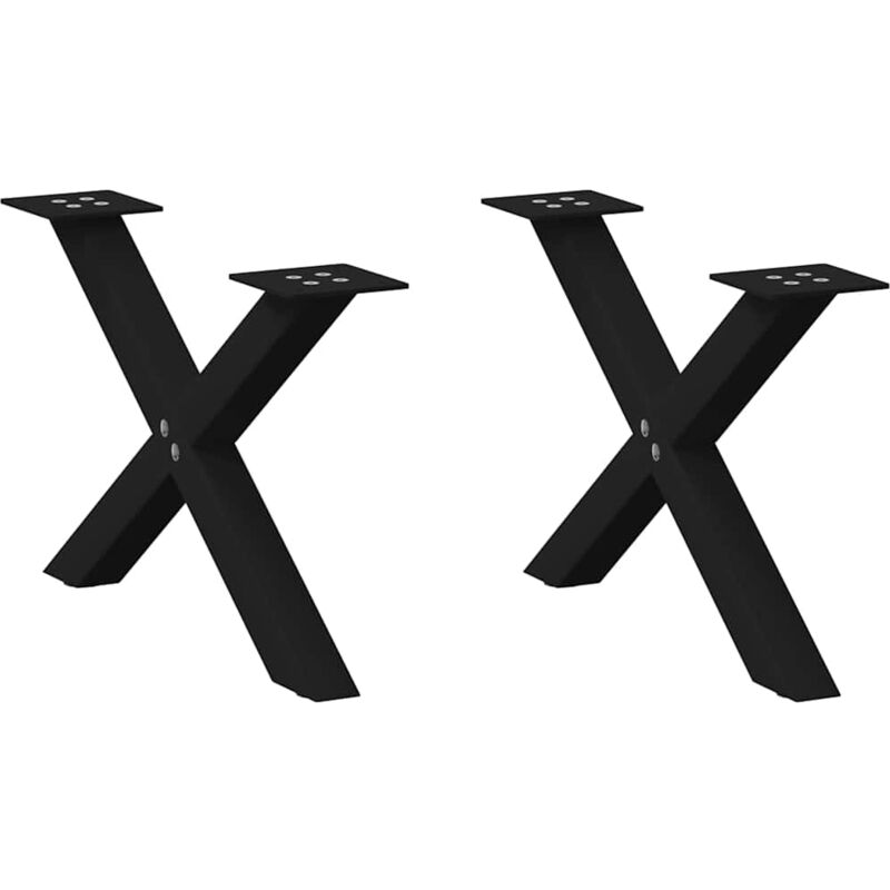 Pieds de table basse forme de x 2 pcs noir 60x(30-31) cm acier - Vidaxl