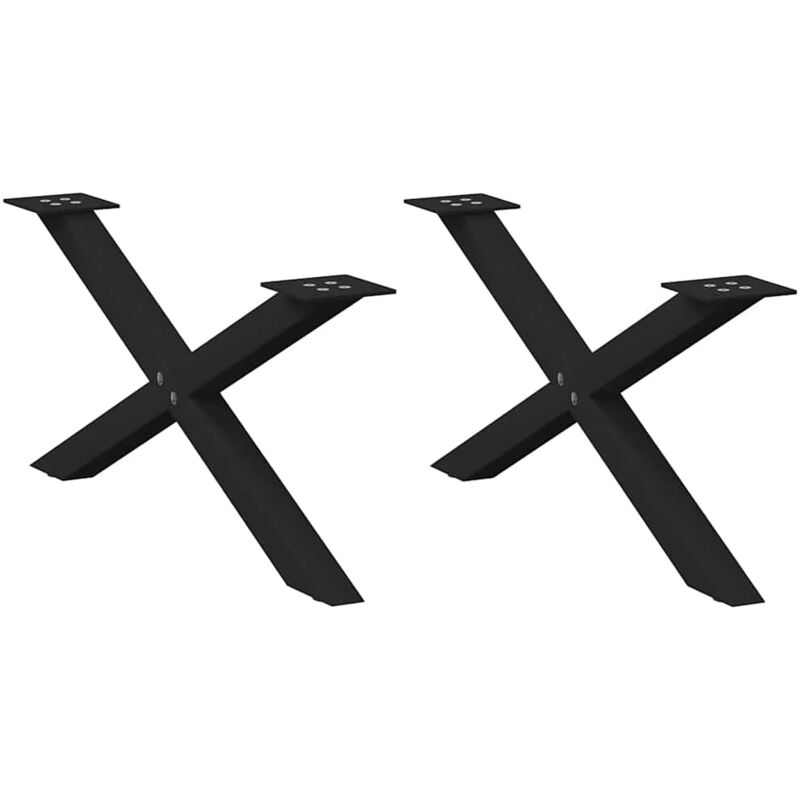 Pieds de table basse forme de x 2 pcs noir 70x(30-31) cm acier - Vidaxl