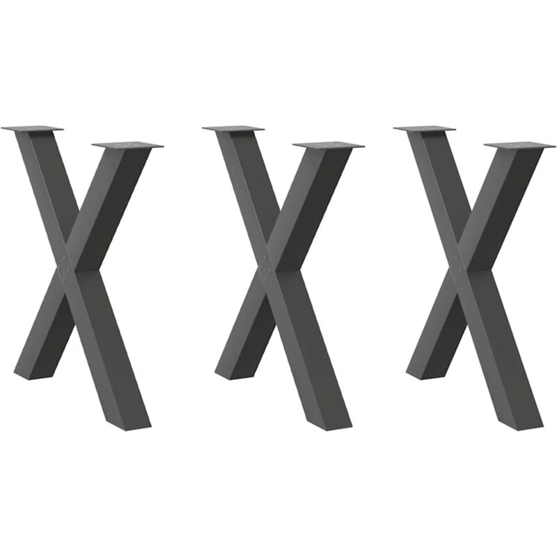 Pieds de table à manger en forme de x 3 pièces Anthracite 80 x (72-73) cm Acier Vidaxl
