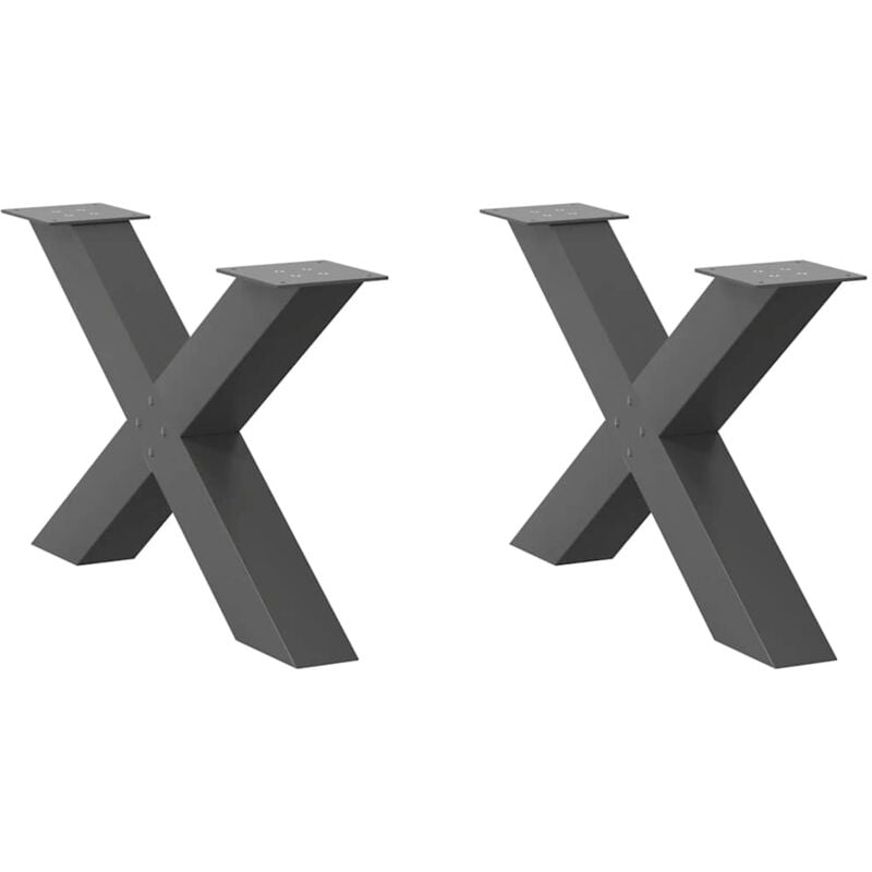 Pieds de table basse en forme de x, 2 pièces, anthracite, 70 x (42-43) cm, acier Vidaxl
