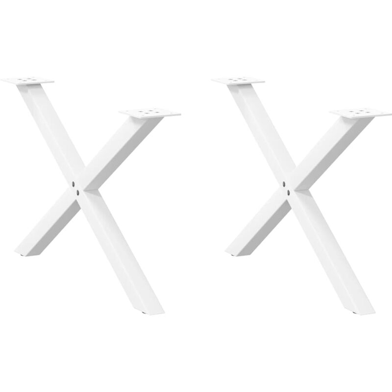 Pieds de table basse en forme de x, 2 pièces, blanc, 70 x (42-43) cm, acier Vidaxl
