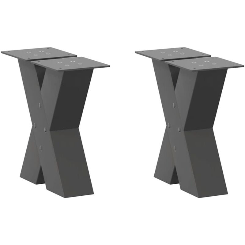 Pieds de table basse en forme de x, 2 pièces, anthracite, 30 x (30-31) cm, acier Vidaxl