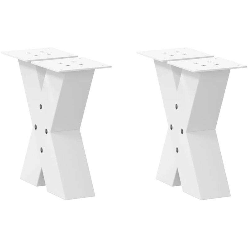 Pieds de table basse en forme de x, 2 pièces, blanc, 30 x (30-31) cm, acier Vidaxl