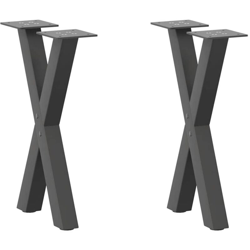 Pieds de table basse en forme de x, 2 pièces, anthracite, 28 x (42-43) cm, acier Vidaxl