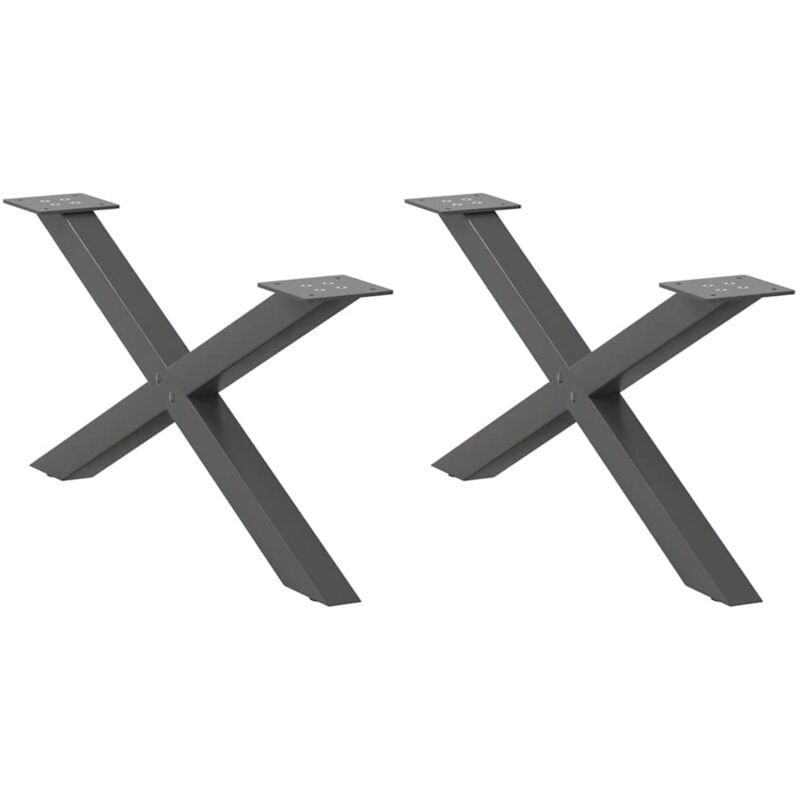 Pieds de table basse en forme de x, 2 pièces, anthracite, 70 x (30-31) cm, acier Vidaxl