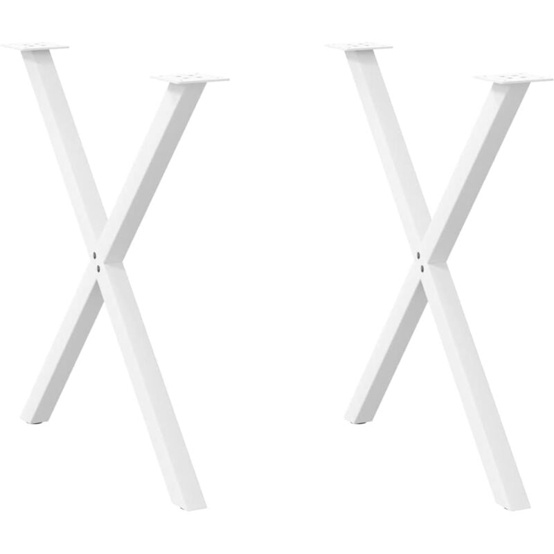 Pieds de table à manger en forme de x, 2 pièces, blanc, 70 x (72-73) cm, acier Vidaxl