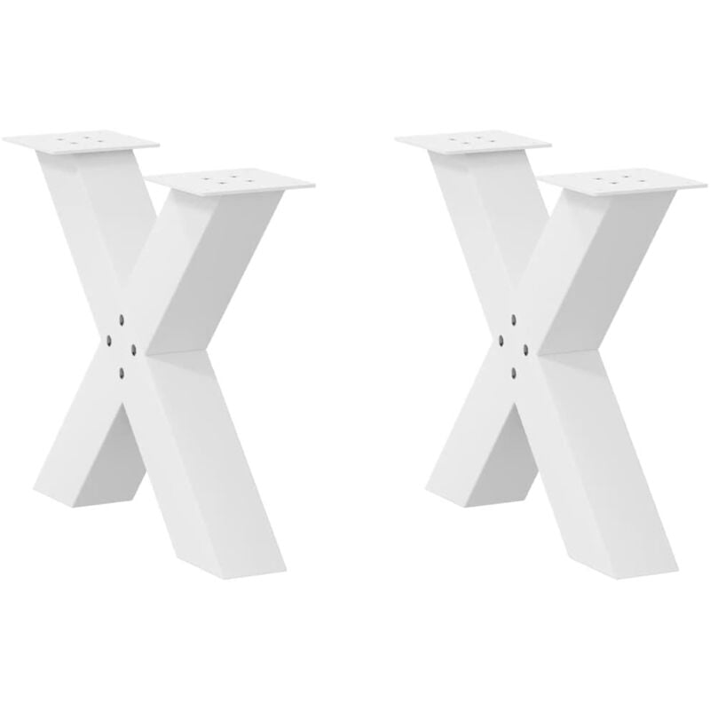 Pieds de table basse en forme de x, 2 pièces, blanc, 60 x (42-43) cm, acier Vidaxl