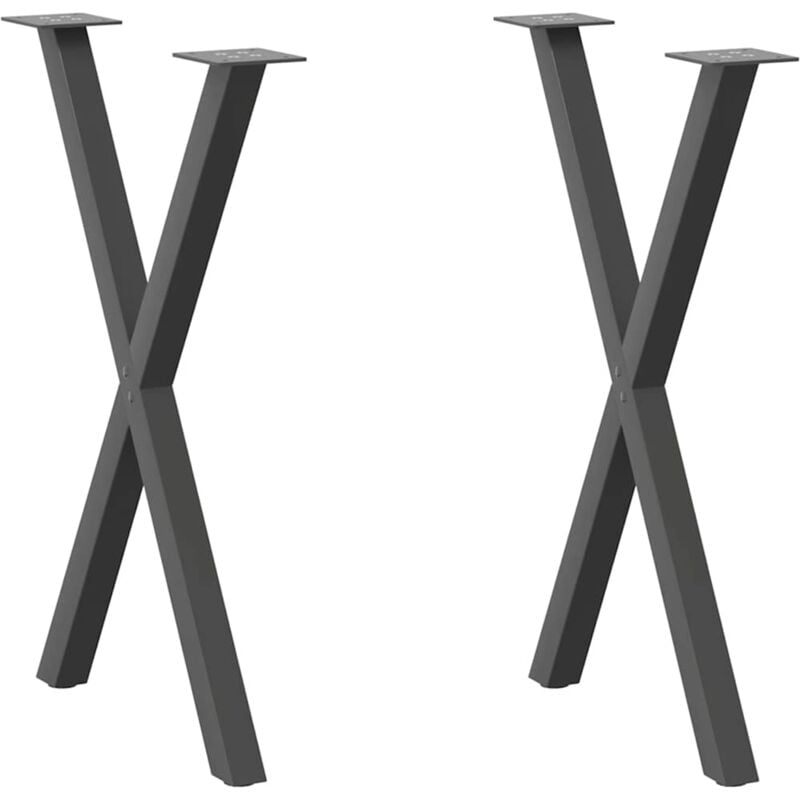 Pieds de table à manger en forme de x, 2 pièces, anthracite, 60 x (72-73) cm, acier Vidaxl