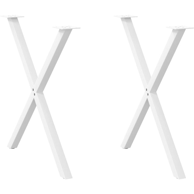 Pieds de table à manger en forme de x, 2 pièces, blanc, 80 x (72-73) cm, acier Vidaxl