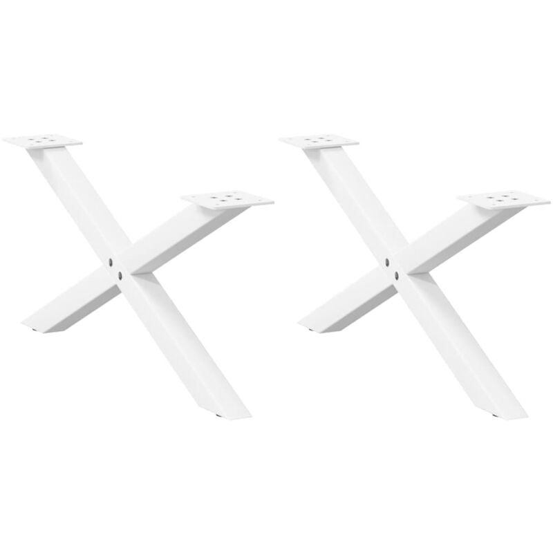 Pieds de table basse en forme de X, 2 pièces, blanc, 70 x (30-31) cm, acier vidaXL