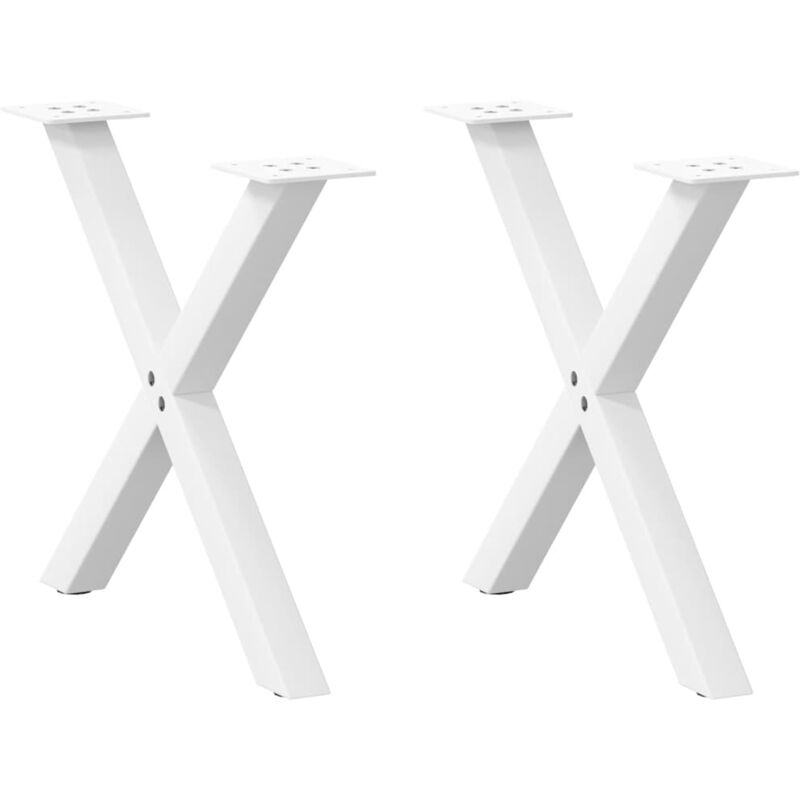 Pieds de table basse en forme de x, 2 pièces, blanc, 60 x (42-43) cm, acier Vidaxl