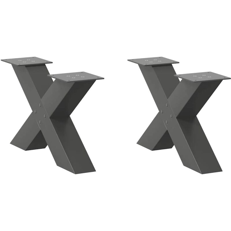 Pieds de table basse en forme de x, 2 pièces, anthracite, 50 x (30-31) cm, acier Vidaxl