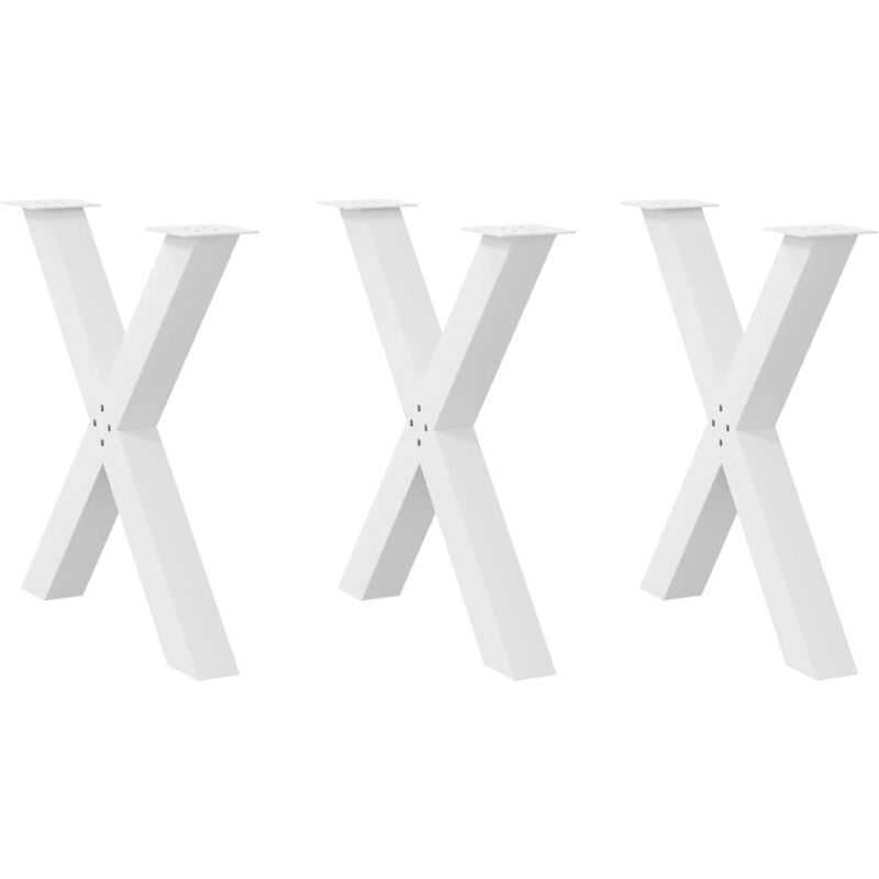 Pieds de table à manger en forme de x, 3 pièces, blanc, 70 x (72-73) cm, acier Vidaxl