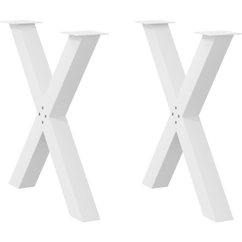 Pieds de table à manger en forme de x, 2 pièces, blanc, 70 x (72-73) cm, acier Vidaxl