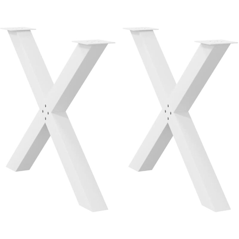 Pieds de table à manger en forme de X, 2 pièces, blanc, 90 x (72-73) cm, acier vidaXL