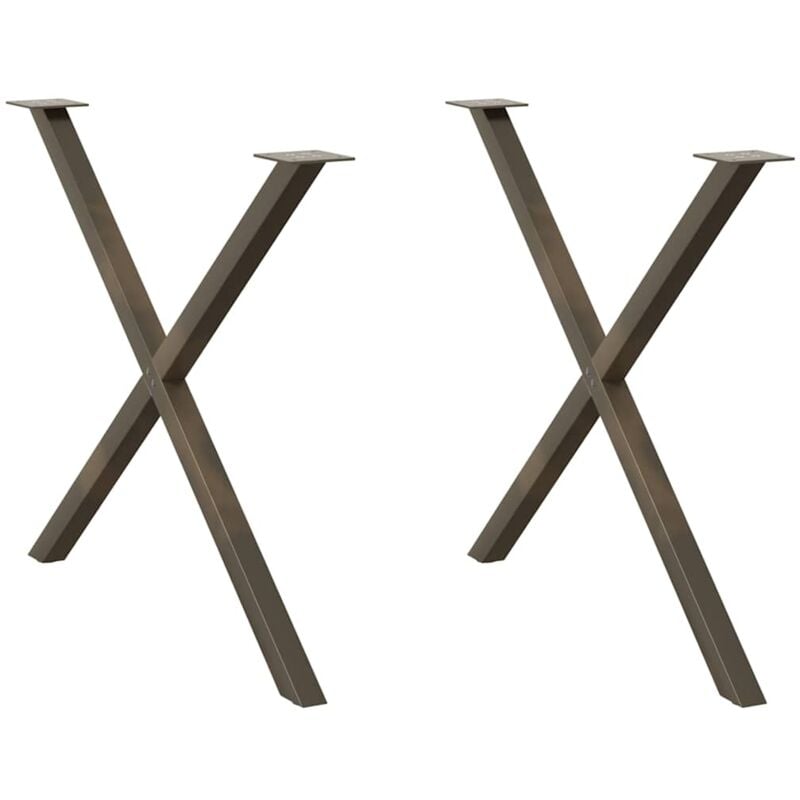 Pieds de table à manger en forme de x, 2 pièces, acier naturel, 90 x (72-73) cm Vidaxl