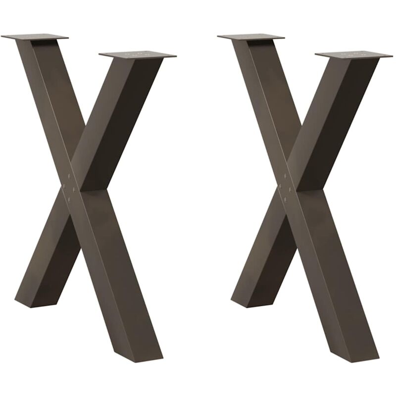 Pieds de table à manger en forme de X, 2 pièces, acier naturel, 70 x (72-73) cm vidaXL