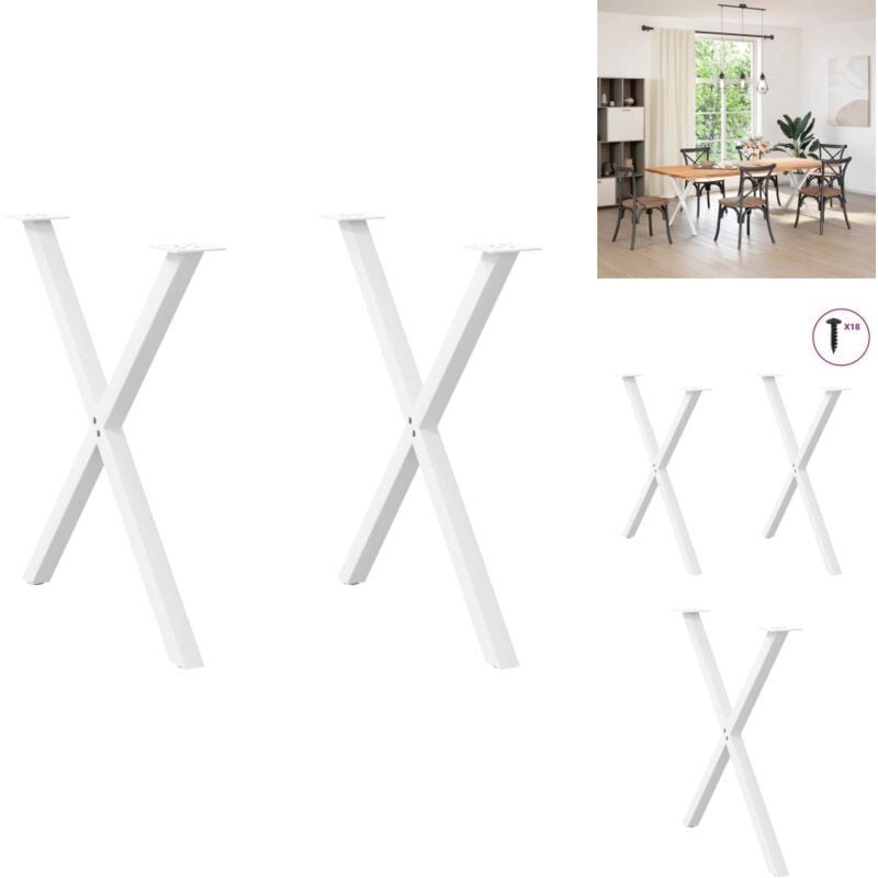Pieds de table à manger forme de x 2 pcs blanc 80x(72-73) cm - Pied De Table à Manger - Pieds De Table à Manger - Pied De Table - Pied De Table De