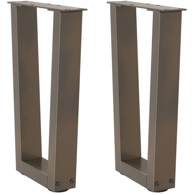 Pieds de table basse en forme de v, 2 pièces, acier naturel, 38 x (42-43,3) cm Vidaxl