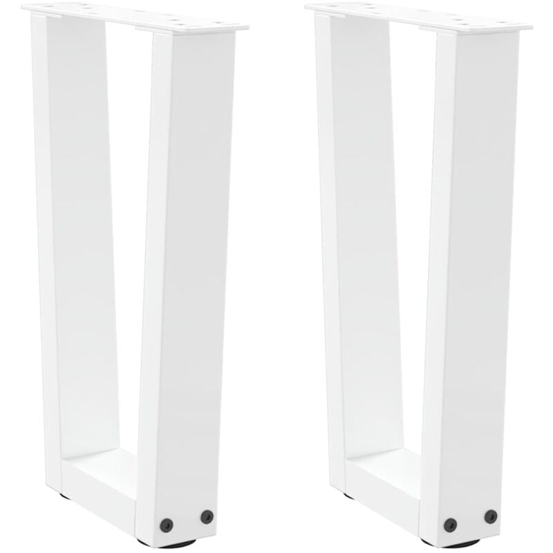 Pieds de table basse en forme de v, 2 pièces, blanc, 28 x (42-43,3) cm, acier Vidaxl