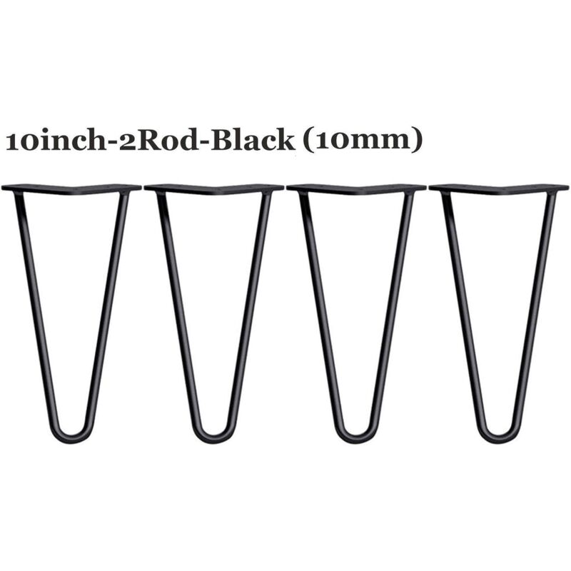 Hsha - Pieds de Table Basse 25cm/10in - Pied Metal Noir 2 Tiges - Charge Max.300lb
