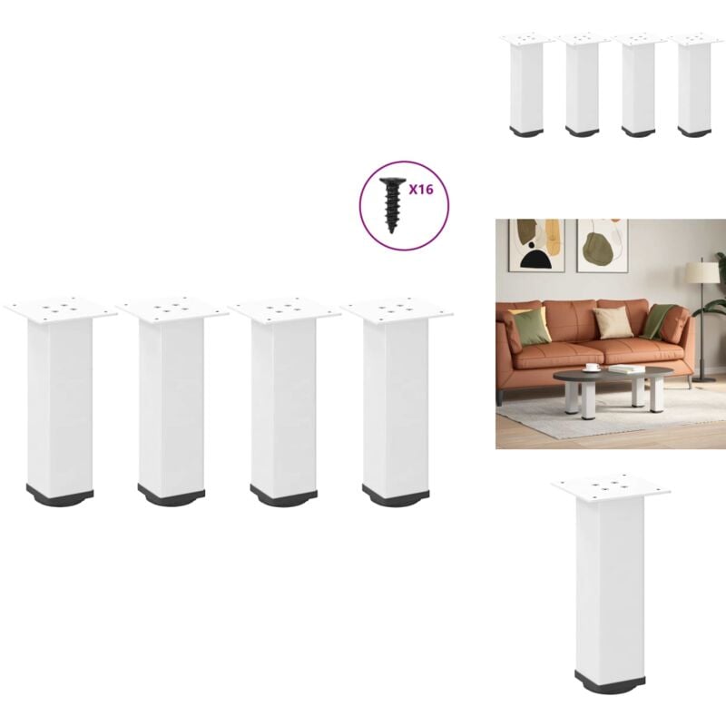 Pieds de table basse 4 pcs blanc 30-32 cm acier - Pied De Table Basse - Pieds De Table Basse - Pied De Table - Pied De Table Pour Meuble