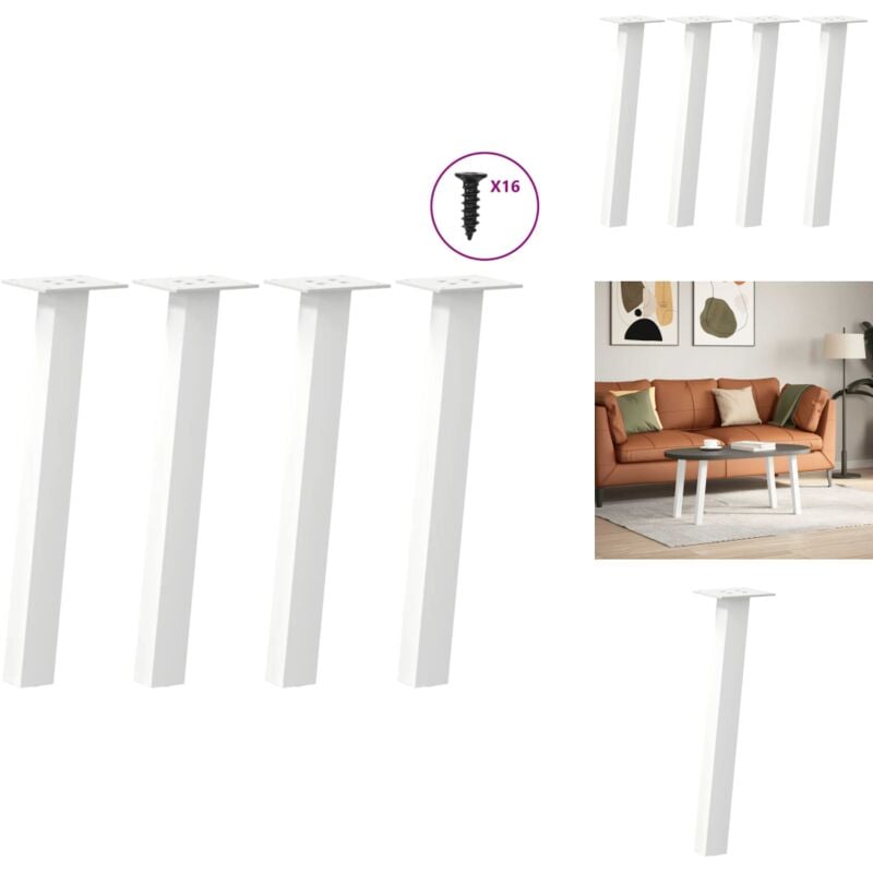 Pieds de table basse 4 pcs blanc 42 cm acier - Pied De Table Basse - Pieds De Table Basse - Pied De Table - Pied De Table Pour Meuble